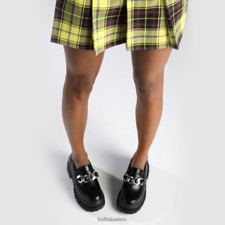 bei Buffalo Aspha Loafer Kettenloafer vegan schwarzes Silber 0FX48596 |Slipper