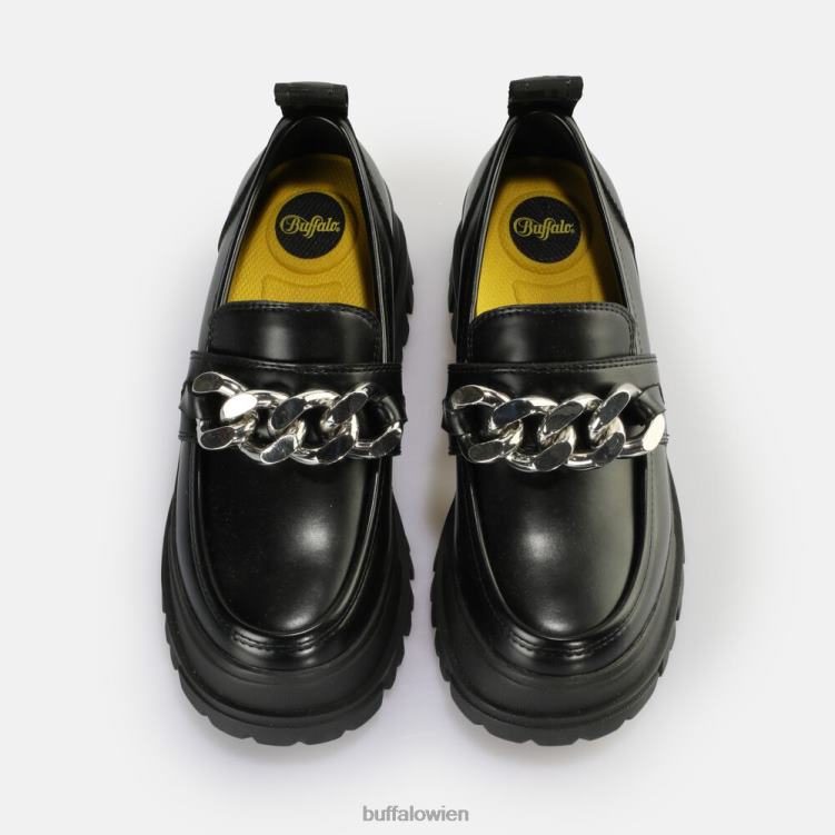 bei Buffalo Aspha Loafer Kettenloafer vegan schwarzes Silber 0FX48596 |Slipper