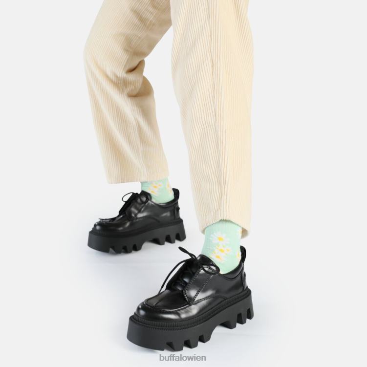 bei Buffalo Flora Laceup Lo veganer Loafer Schwarz 0FX48694 |Slipper