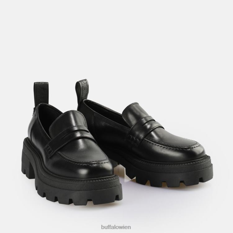 bei Buffalo quadratischer Loafer-Schuh Schwarz 0FX48742 |Slipper