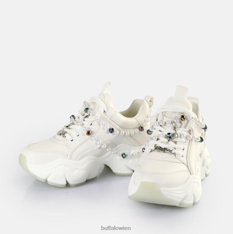 bei Buffalo Binär-Charm-Sneaker niedrig, vegan Perlweiss 0FX48817 |Turnschuhe