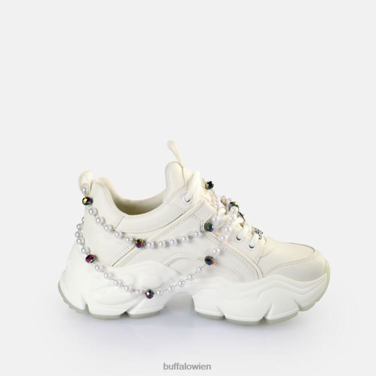 bei Buffalo Binär-Charm-Sneaker niedrig, vegan Perlweiss 0FX48817 |Turnschuhe