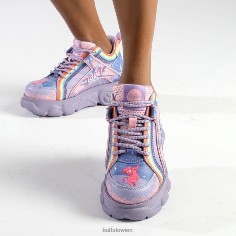 bei Buffalo CLD Corin Graffiti-Sneaker niedrig vegan Lila Liebe 0FX48139 |Turnschuhe