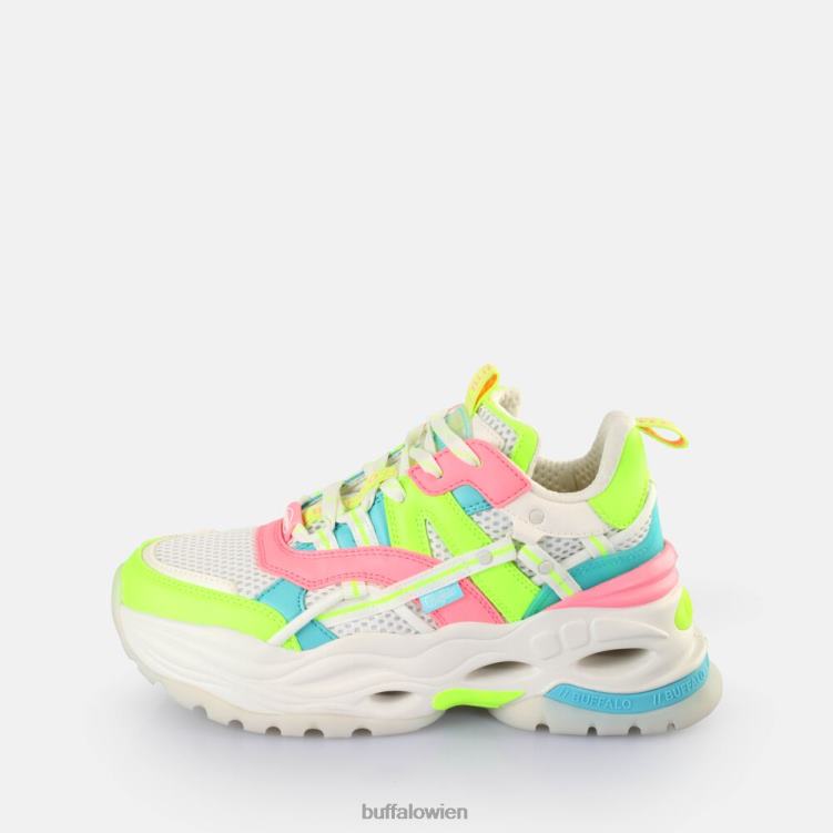 bei Buffalo Triplet Hollow Sneakers Low vegan Weiß/Neon-Mehrfarben 0FX48128 |Turnschuhe