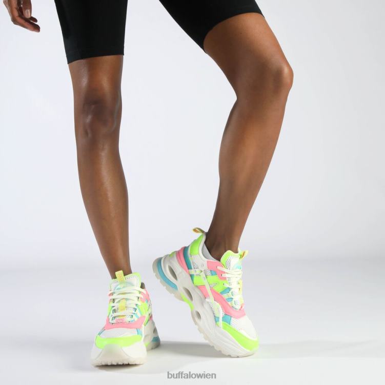 bei Buffalo Triplet Hollow Sneakers Low vegan Weiß/Neon-Mehrfarben 0FX48128 |Turnschuhe