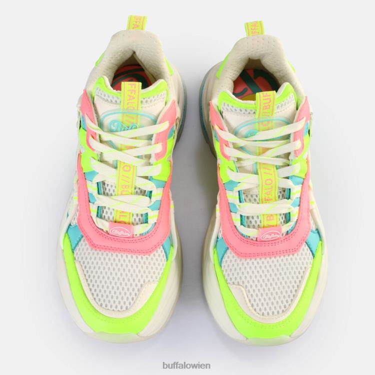 bei Buffalo Triplet Hollow Sneakers Low vegan Weiß/Neon-Mehrfarben 0FX48128 |Turnschuhe
