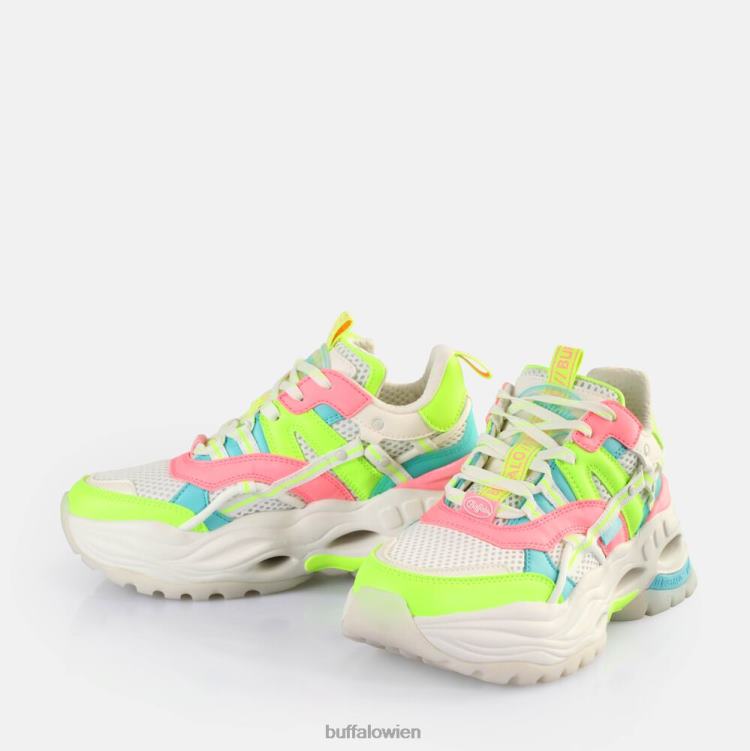bei Buffalo Triplet Hollow Sneakers Low vegan Weiß/Neon-Mehrfarben 0FX48128 |Turnschuhe