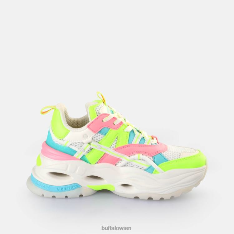 bei Buffalo Triplet Hollow Sneakers Low vegan Weiß/Neon-Mehrfarben 0FX48128 |Turnschuhe