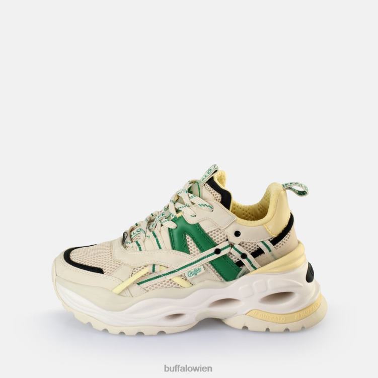 bei Buffalo Triplet Hollow Sneakers Low vegan creme/grün 0FX4817 |Turnschuhe