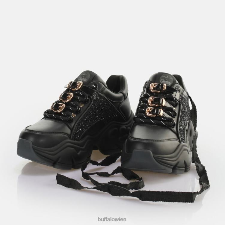 bei Buffalo binärer Glam-Sneaker vegan Glitzer/Schwarz 0FX48322 |Turnschuhe