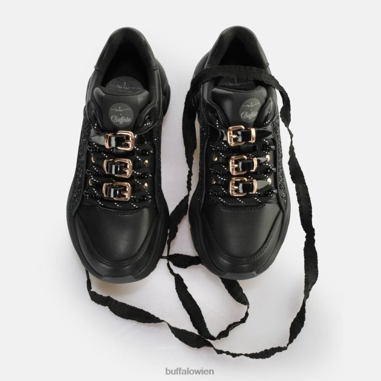 bei Buffalo binärer Glam-Sneaker vegan Glitzer/Schwarz 0FX48322 |Turnschuhe