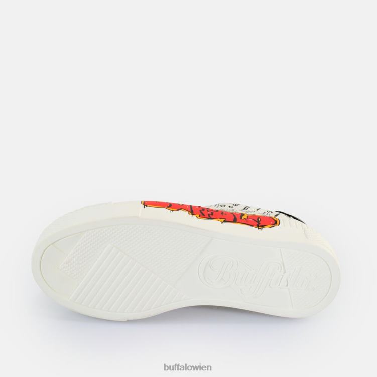 bei Buffalo gepaarte Graffiti-Sneakers niedrig vegan weiß schwarz 0FX4834 |Turnschuhe