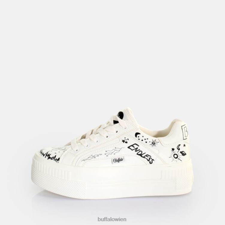 bei Buffalo gepaarte Schnür-Lo-Sneaker-Low-Vegan weißes Graffiti 0FX48545 |Turnschuhe