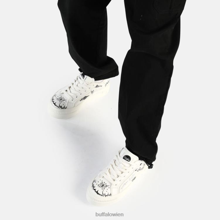 bei Buffalo gepaarte Schnür-Lo-Sneaker-Low-Vegan weißes Graffiti 0FX48545 |Turnschuhe