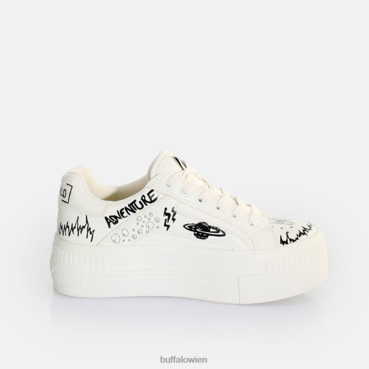 bei Buffalo gepaarte Schnür-Lo-Sneaker-Low-Vegan weißes Graffiti 0FX48545 |Turnschuhe