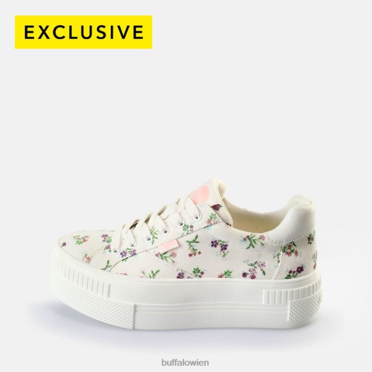 bei Buffalo gepaarte Sneakers Low Vegan weiße Blumen 0FX48661 |Turnschuhe