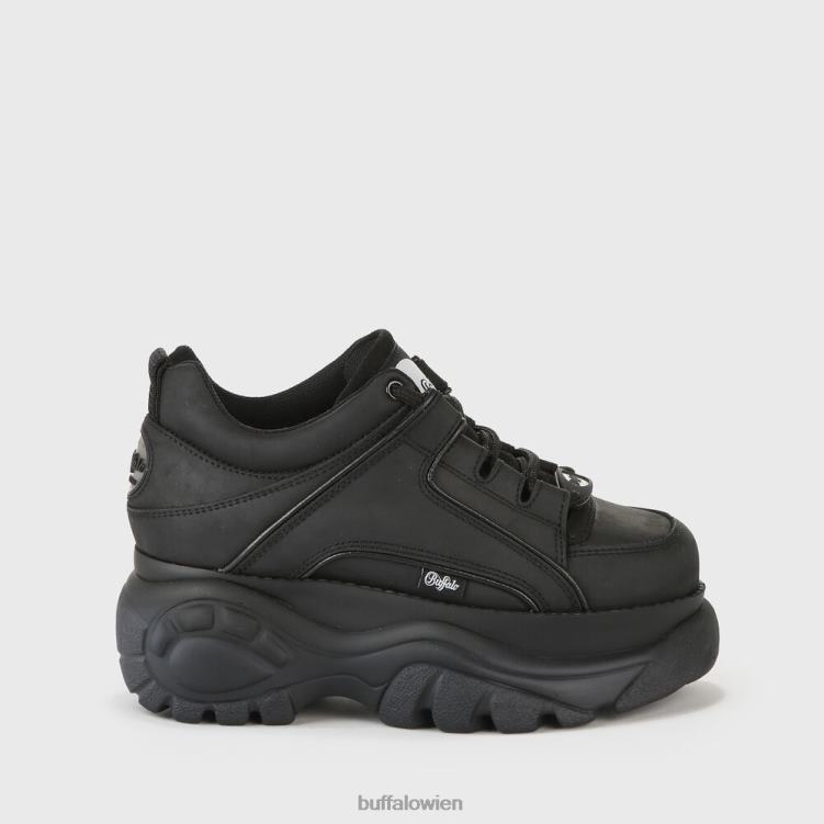 bei Buffalo klassischer Low-Sneaker aus Leder Schwarz 0FX48350 |Turnschuhe