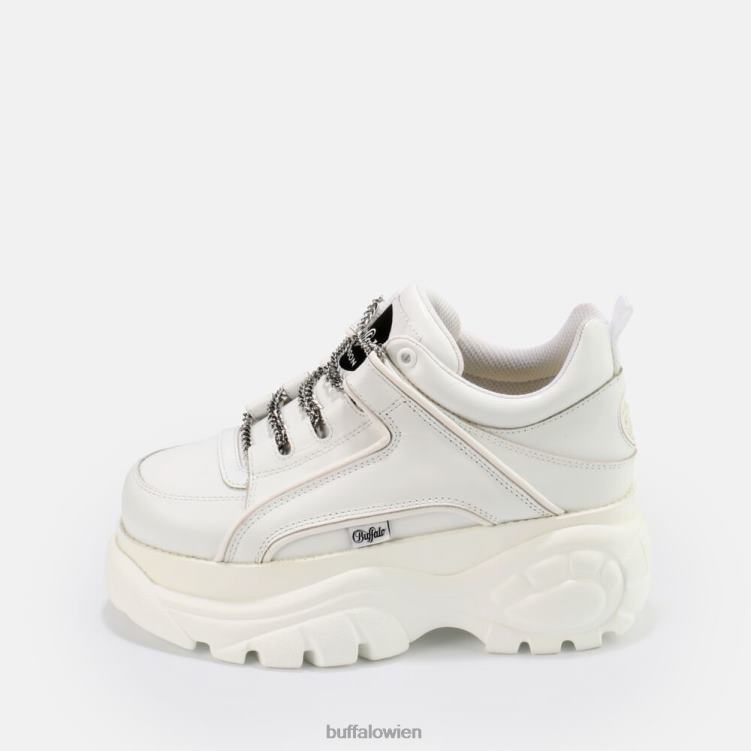 bei Buffalo klassischer Sneaker Low aus Leder Weißsilber 0FX48773 |Turnschuhe