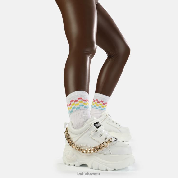 bei Buffalo klassischer Sneaker Low aus Leder gold/weiß 0FX48754 |Turnschuhe