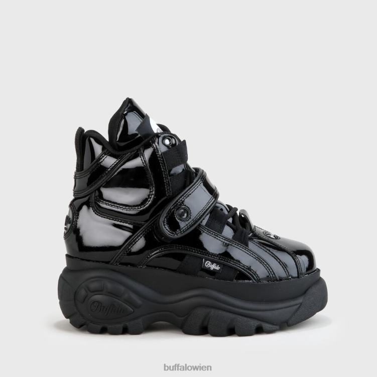 bei Buffalo klassischer Sneaker aus hochlackiertem Leder Schwarz 0FX48556 |Turnschuhe