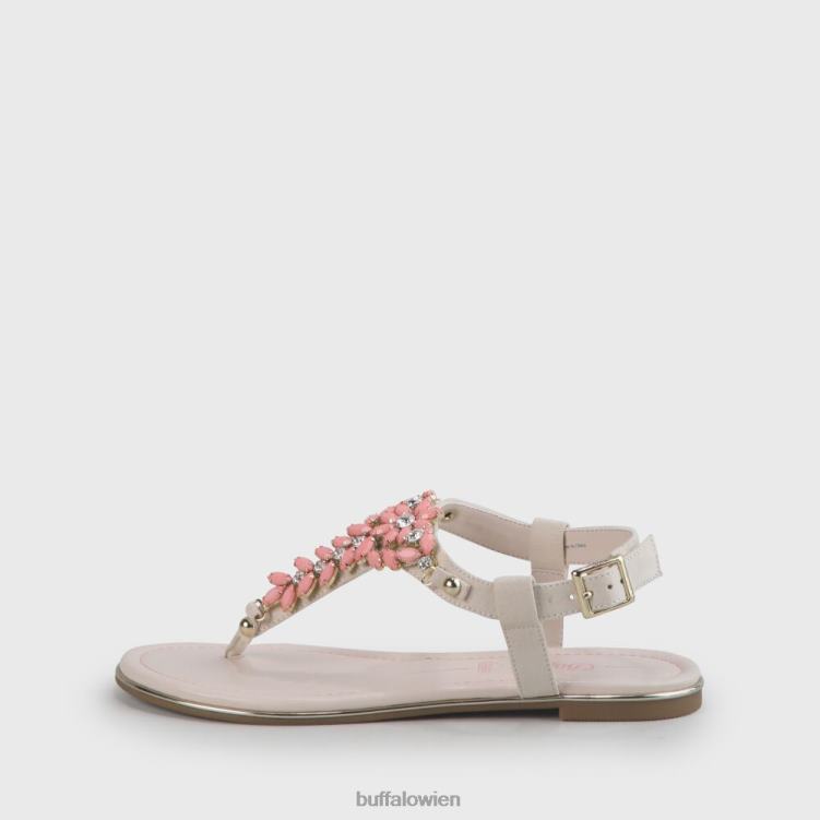 bei Buffalo Rosalie vegane flache Sandalen in Wildlederoptik Beige/Koralle 0FX48340 |Sandalen