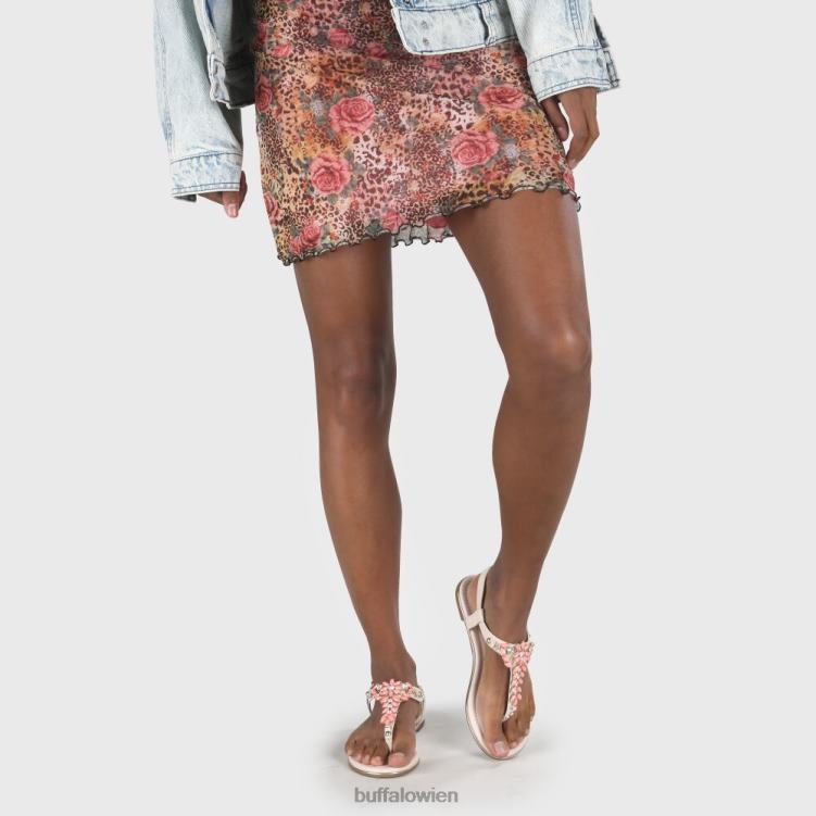 bei Buffalo Rosalie vegane flache Sandalen in Wildlederoptik Beige/Koralle 0FX48340 |Sandalen