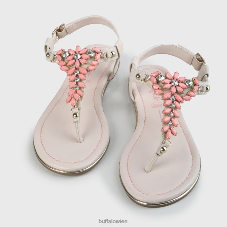 bei Buffalo Rosalie vegane flache Sandalen in Wildlederoptik Beige/Koralle 0FX48340 |Sandalen