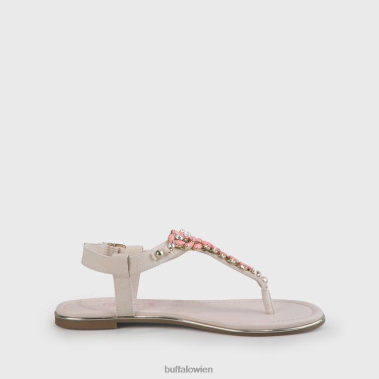bei Buffalo Rosalie vegane flache Sandalen in Wildlederoptik Beige/Koralle 0FX48340 |Sandalen