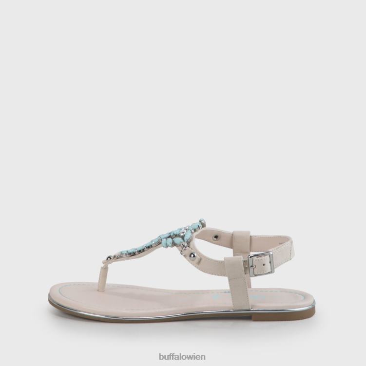 bei Buffalo Rosalie vegane flache Sandalen in Wildlederoptik beige/hellgrün 0FX48341 |Sandalen