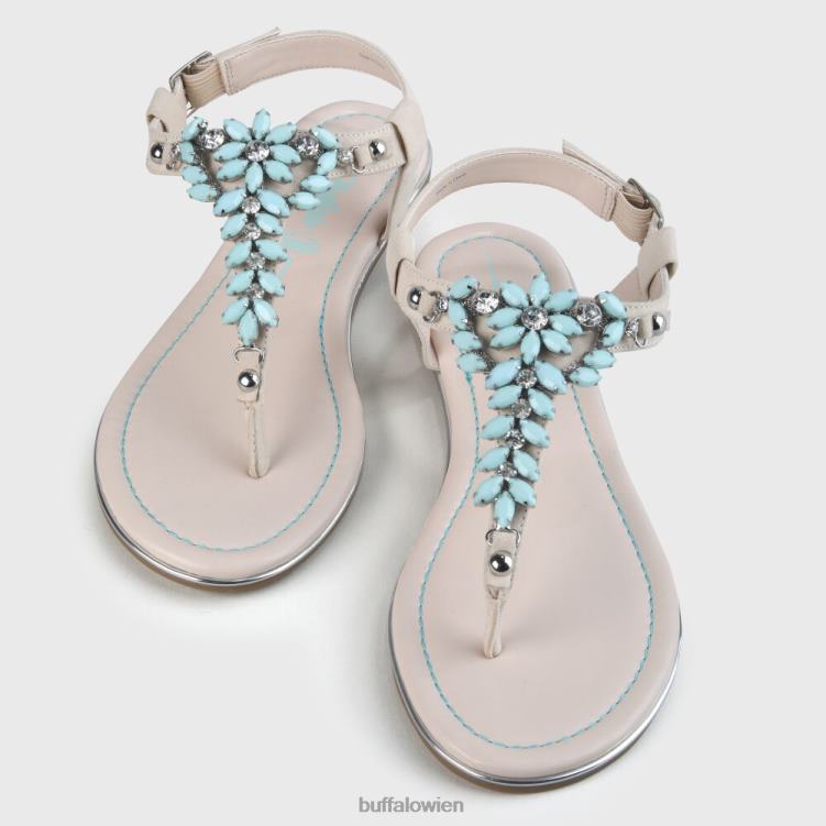 bei Buffalo Rosalie vegane flache Sandalen in Wildlederoptik beige/hellgrün 0FX48341 |Sandalen