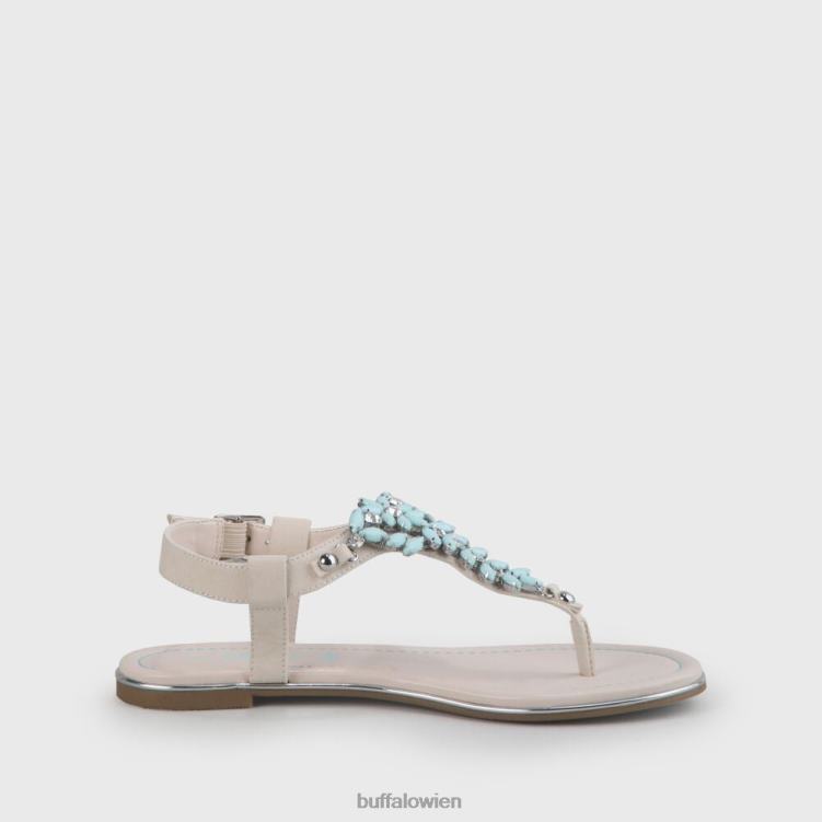 bei Buffalo Rosalie vegane flache Sandalen in Wildlederoptik beige/hellgrün 0FX48341 |Sandalen