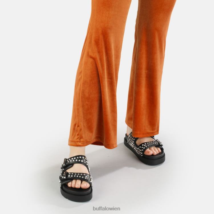bei Buffalo Eve-Plateausandalen mit Nieten, vegan Schwarz 0FX48673 |Folien