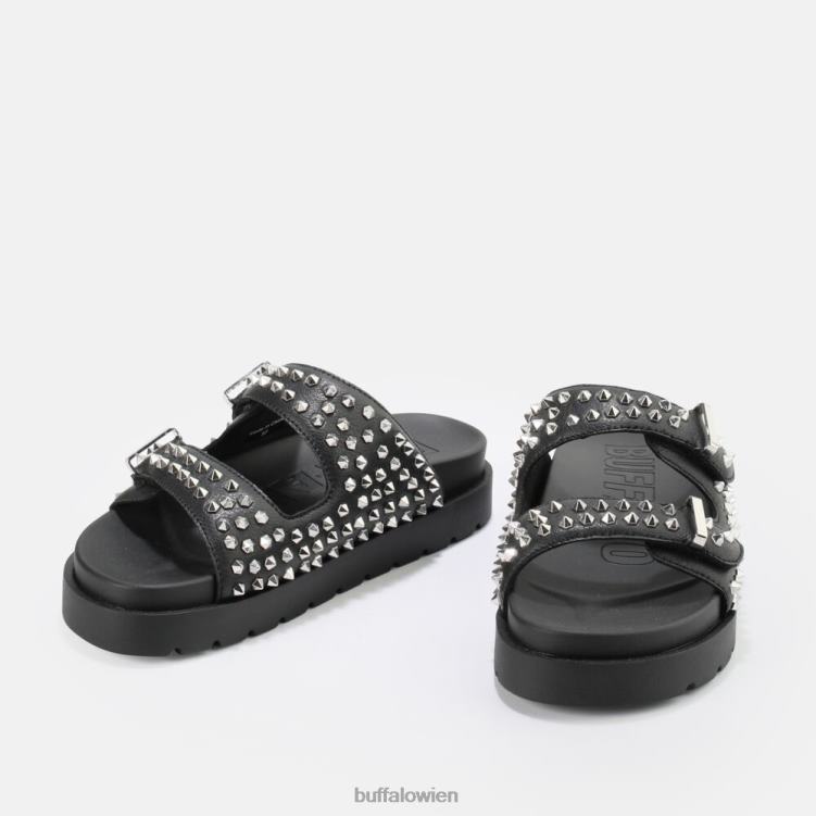 bei Buffalo Eve-Plateausandalen mit Nieten, vegan Schwarz 0FX48673 |Folien