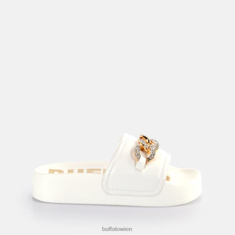 bei Buffalo Fabia Ketten-Plateau-Slides vegan Weiss 0FX48379 |Folien