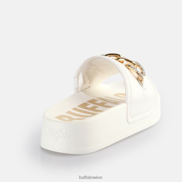 bei Buffalo Fabia Ketten-Plateau-Slides vegan Weiss 0FX48379 |Folien
