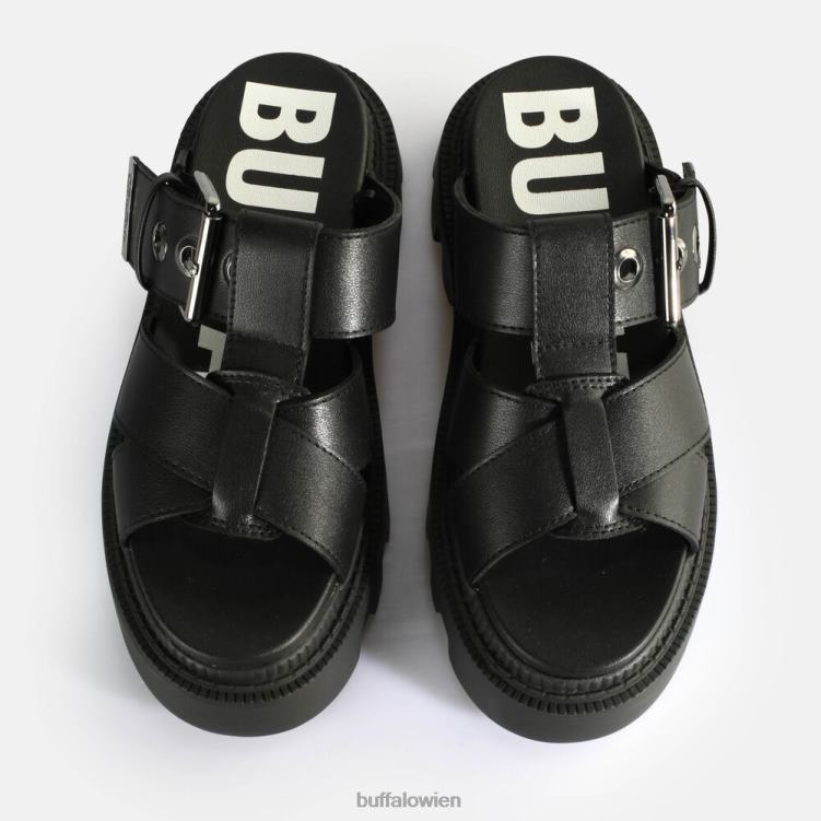 bei Buffalo Flora Slide Plateausandalen vegan Schwarz 0FX48565 |Folien