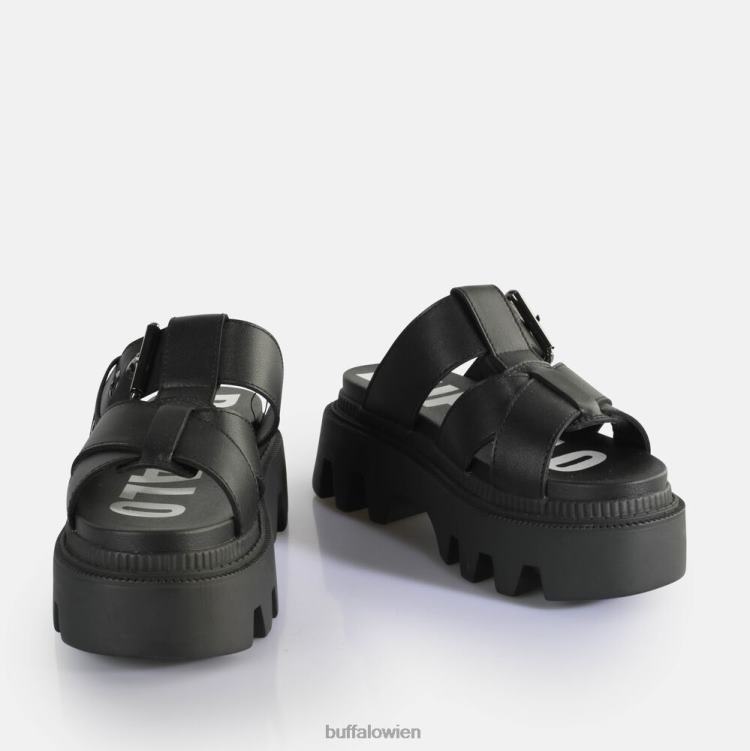 bei Buffalo Flora Slide Plateausandalen vegan Schwarz 0FX48565 |Folien