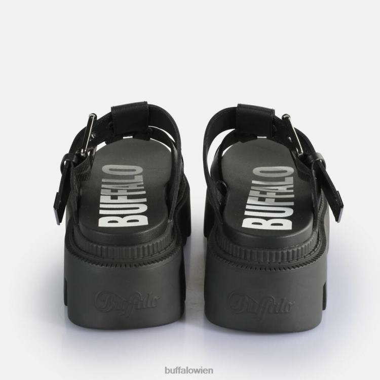bei Buffalo Flora Slide Plateausandalen vegan Schwarz 0FX48565 |Folien