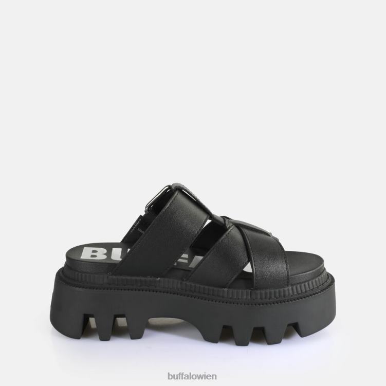 bei Buffalo Flora Slide Plateausandalen vegan Schwarz 0FX48565 |Folien