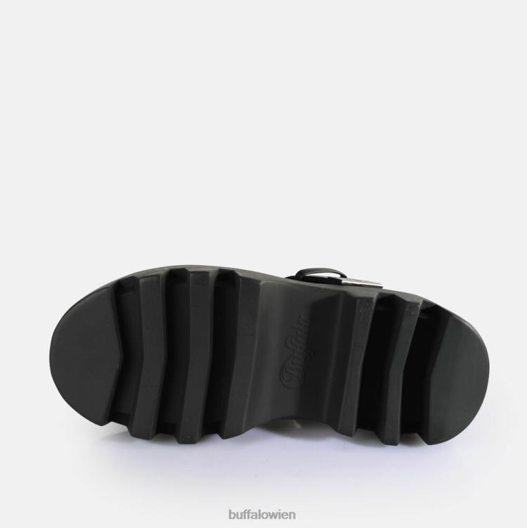 bei Buffalo Flora Slide Plateausandalen vegan Schwarz 0FX48565 |Folien