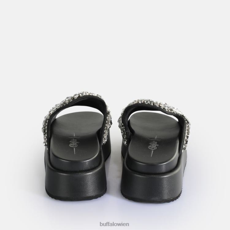 bei Buffalo Noa Glam Slide Plateausandalen vegan Schwarz 0FX4860 |Folien