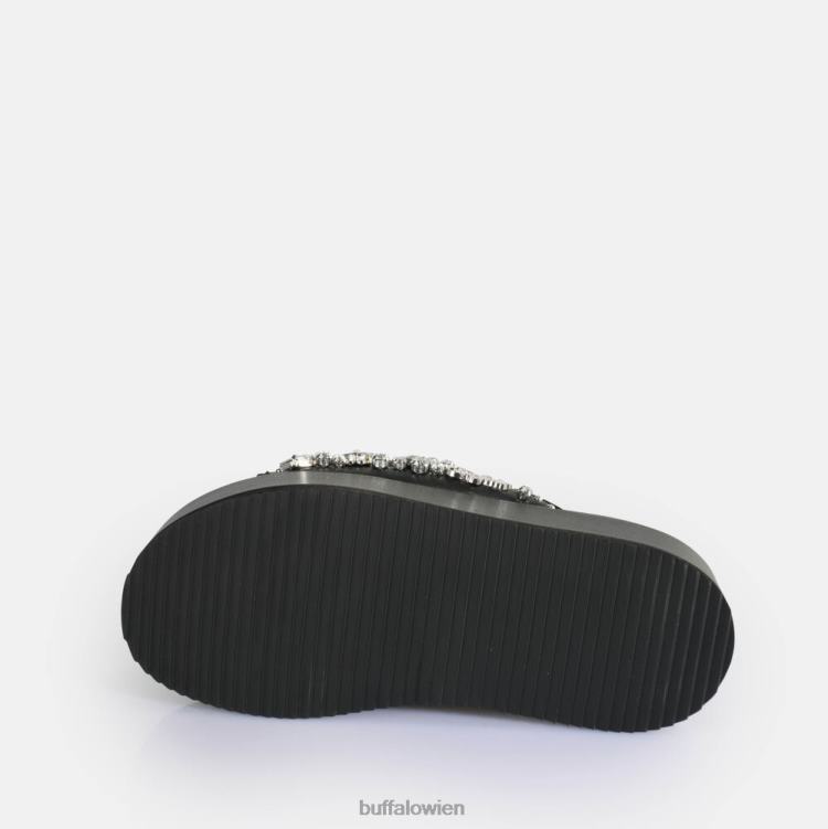 bei Buffalo Noa Glam Slide Plateausandalen vegan Schwarz 0FX4860 |Folien