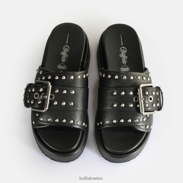bei Buffalo Noa Rock Slide Plateausandalen vegan Schwarz 0FX48156 |Folien
