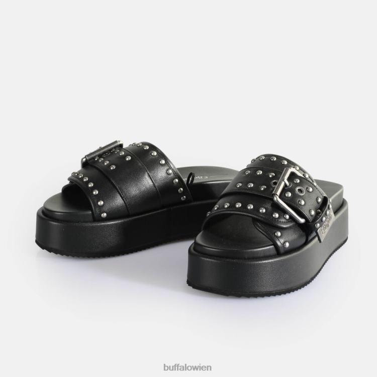 bei Buffalo Noa Rock Slide Plateausandalen vegan Schwarz 0FX48156 |Folien