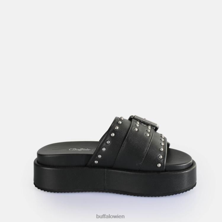 bei Buffalo Noa Rock Slide Plateausandalen vegan Schwarz 0FX48156 |Folien