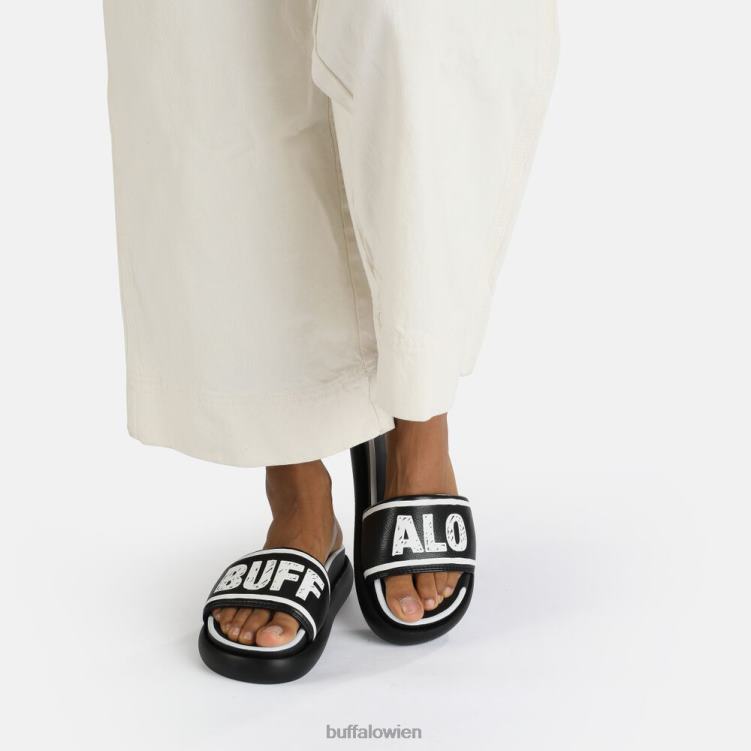 bei Buffalo Rey Slide vegan Schwarz-Weiss 0FX48730 |Folien