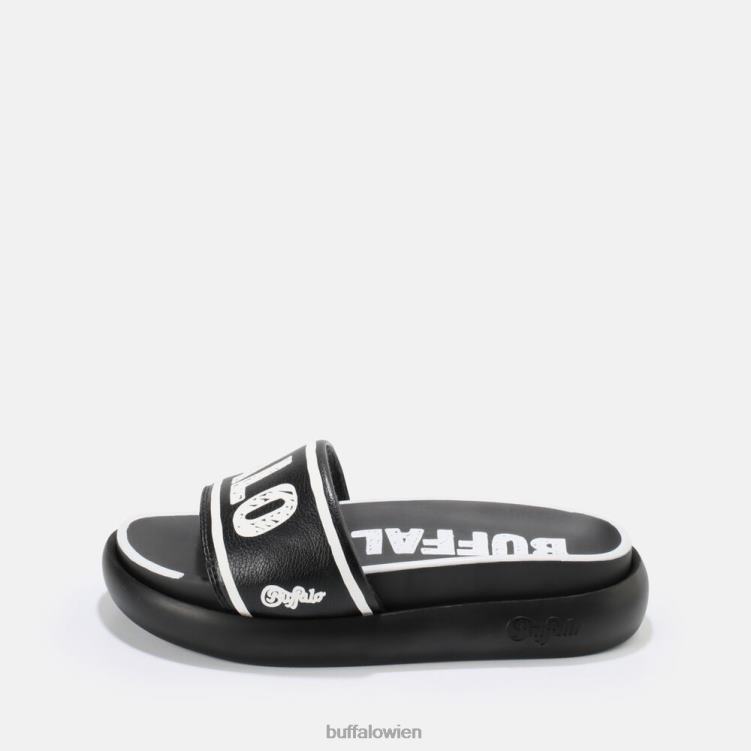bei Buffalo Rey Slide vegan Schwarz-Weiss 0FX48730 |Folien