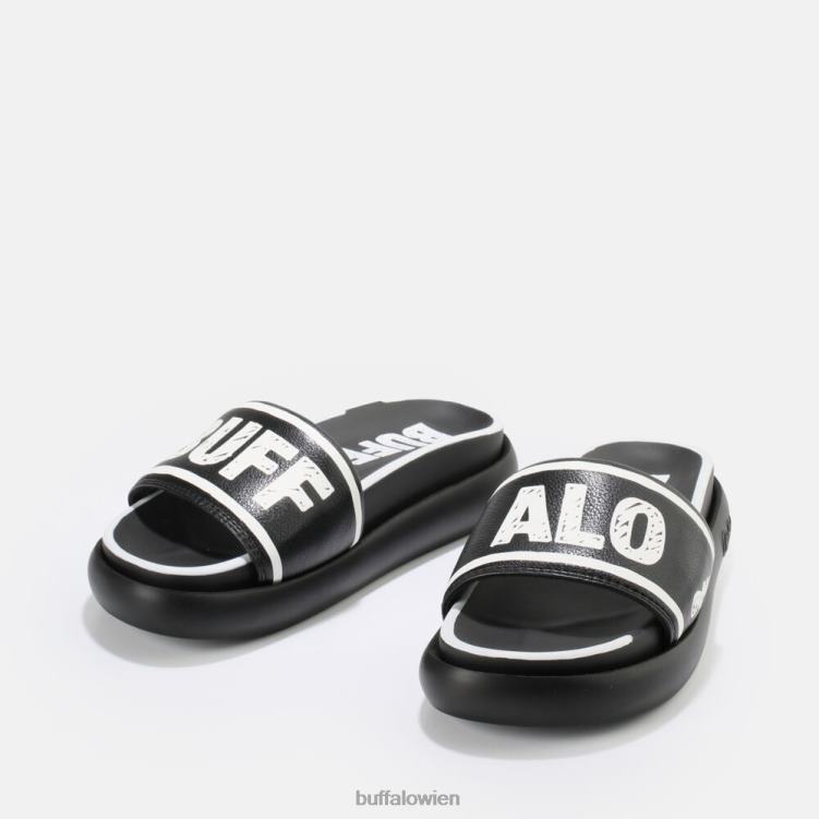 bei Buffalo Rey Slide vegan Schwarz-Weiss 0FX48730 |Folien