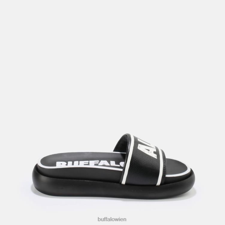 bei Buffalo Rey Slide vegan Schwarz-Weiss 0FX48730 |Folien