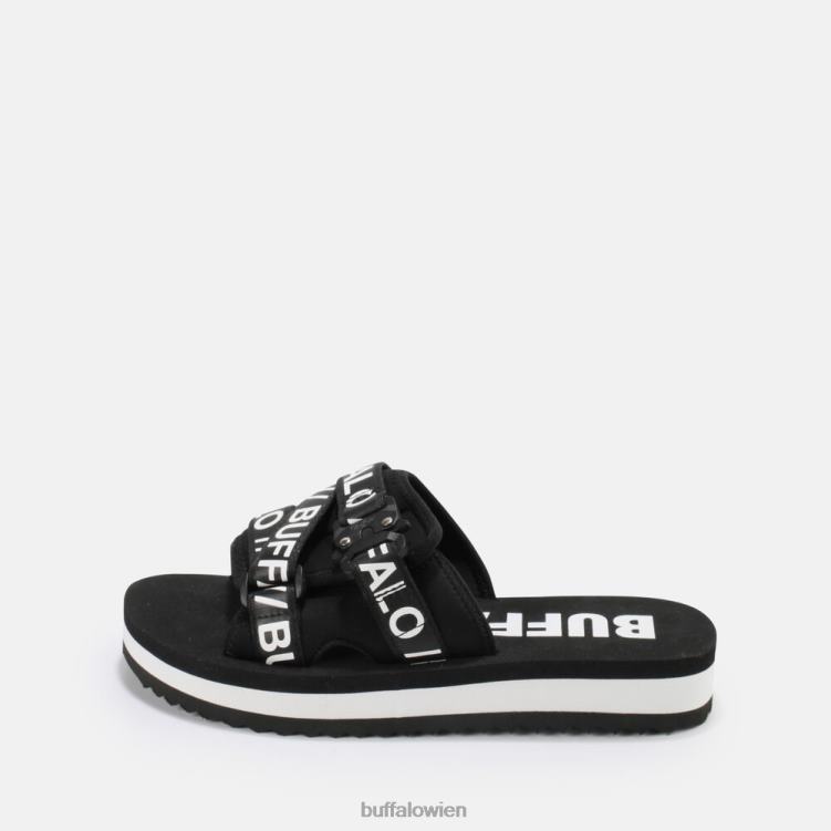 bei Buffalo Salbei-Slide-Plateau-Sandalen vegan Schwarz 0FX48863 |Folien